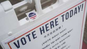 A sign at a polling place | Michael Ho Wai Lee / SOPA Images/Sipa USA/Newscom
