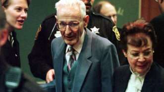Dr. Jack Kevorkian leaves the courtroom after he was convicted of second degree murder in Oakland County Circuit Court, March 26, 1999. | Jeff Kowalsky / UPI Photo Service/Newscom