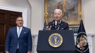 Joe Biden and Miguel Cardona | CNP/AdMedia/Newscom