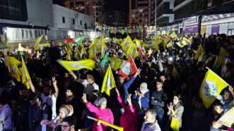 Hundreds of DEM supporters rally in Van, Turkey on April 5, 2024. | Mehmet Masum Suer / SOPA Images/Sipa USA/Newscom
