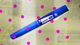 ozempic injector on polka dot background | Illustration: Lex Villena; Aniloracru