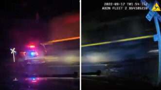 Stills hinting at a train colliding with a police car from a Ft. Lupton, Colorado, police camera | Ft. Lupton Police Department