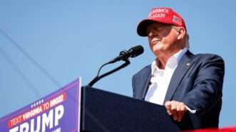 Former President Donald Trump is seen speaking in Chesapeake, Virginia | Billy Schuerman/TNS/Newscom
