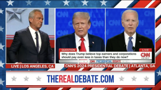 Robert F. Kennedy Jr., former President Donald Trump, and President Joe Biden as seen on "The Real Debate" | Screenshot, X