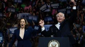 Vice President Kamala Harris and Gov. Tim Walz at their first joint presidential campaign rally in Philadelphia, Pennsylvania | Tom Williams/CQ Roll Call/Newscom