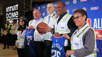 Government officials, with Los Angeles Clippers officials at event | Javier Rojas/ZUMAPRESS/Newscom