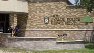 City of Uvalde Police Department building, with officers standing outside | Jintak Han/ZUMAPRESS/Newscom