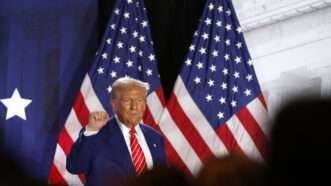 Donald Trump gives a fist pump at a Moms for Liberty conference | Mark Alfred/Zuma Press/Newscom