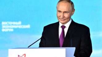 Russian President Vladimir Putin behind a lectern at the 2024 Eastern Economic Forum in Vladivostok, Russia | SIPA/Newscom