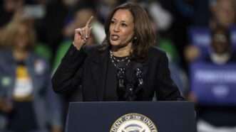 Vice President Kamala Harris speaks at a campaign rally in Erie, Pennsylvania | Brian Cahn/Zuma Press/Newscom