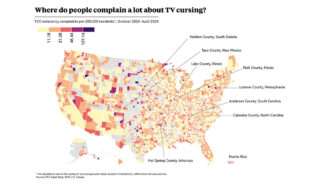 A map showing which counties have the most FCC complaints per resident | Map: Created with Datawrapper