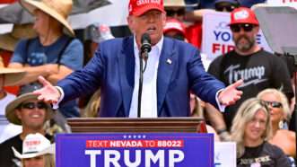 Donald Trump campaigning on stage and speaking to supporters | Tom Donoghue/Polaris/Newscom