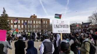 A rally for the Uncommitted movement ahead of the Democratic primaries in Hamtramck, Michigan. 25 February 2024. | imageBROKER/Jim West/Newscom