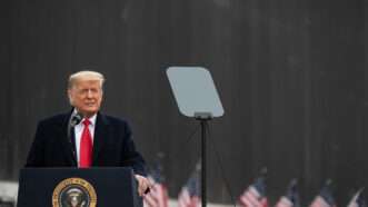 President-elect Donald Trump gives a speech at the U.S.-Mexico border in 2021 | Polaris/Newscom