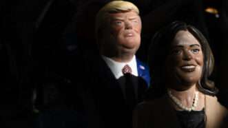 Donald Trump and Kamala Harris toy figures | 	Ciro Fusco/ZUMAPRESS/Newscom