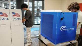 Young people vote inside one of the vote centers at the University of California, San Diego. | Michael Ho Wai Lee/ZUMAPRESS/Newscom