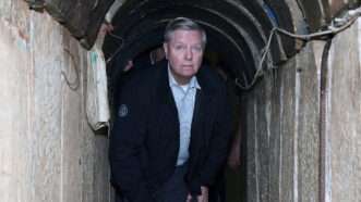 U.S. Senator Lindsey Graham inspects an recently found cross-border Hamas tunnel during a visit to the Israel-Gaza border area March 10, 2019. | Matty Stern/ZUMA Press/Newscom