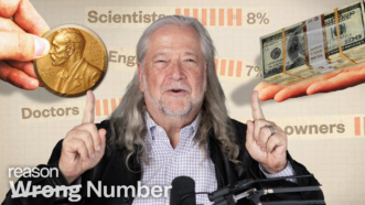 Aaron Brown pointing at a Nobel medal and a stack of cash | Adani Samat