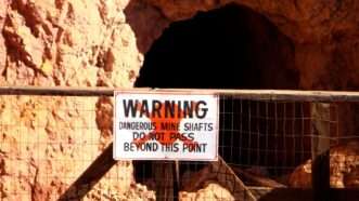 Danger sign warning dangerous mine shafts do not pass beyond this point at entrance. | ID 236289887 | Abandoned Mine © Sharksurfer | Dreamstime.com