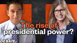 Glenn Greenwald (left) debates Elizabeth Price Foley (right) | Graphic by John Osterhoudt