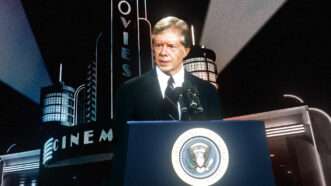 Former President Jimmy Carter, against the backdrop of a movie theater. | Wisconsinart | Dreamstime.com, Benjamin E. "Gene" Forte - CNP/CNP / Polaris/Newscom