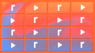 Play button icons mixed with buttons that have the Reason logo with a blue and orange gradient across the entire image | Lex Villena/Reason