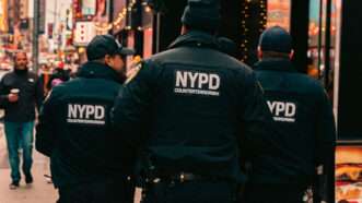 New York Police Department Counterterrorism officers are seen walking near Times Square in Manhattan, NY, on Sunday, Dec. 31, 2023. | Cristina Matuozzi/ Sipa USA/Newscom