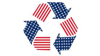 A recycling symbol in the style of the American flag | Illustration: Joanna Andreasson