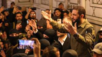 HTS (Hayaat Tahrir Al Sham) leader Ahmed Al-Shara, also known as Abu Mohammad Al-Jolani, delivering a speech inside the Great Umayyad Mosque of Damascus, Syria. | Balkis Press/ZUMAPRESS/Newscom