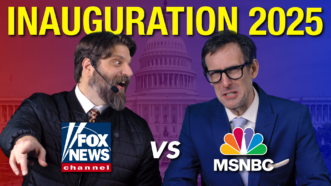 Austin Bragg as a Fox News host and Andrew Heaton as an MSNBC host | ReasonTV