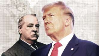 Grover Cleveland and Donald Trump in front of a world map | Samuele Wikipediano 1348 (CC BY-SA 4.0)