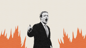 Mark Zuckerberg standing with flames | Illustration: Lex Villena; Midjourney