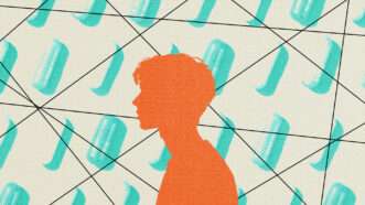 A silhouette of a teenager, with pills in the background | Illustration: Lex Villena; Katrinshine | Dreamstime.com