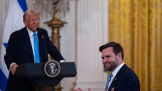 Vice President Vance standing in front of President Trump | ANNABELLE GORDON/UPI/Newscom