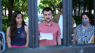 Mahmoud Khalil reads a statement to journalists at the gates of Columbia University in New York City on June 1, 2024. | Matthew Petti