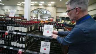 A 'Buy Canadian' display at a liquor store | Liang Sen / Xinhua News Agency/Newscom