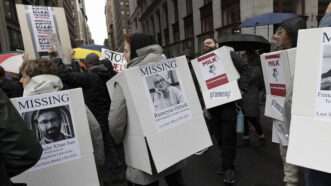 Protesters in New York City object to speech-based arrests of foreign students. | Gina M Randazzo/Zuma Press/Newscom