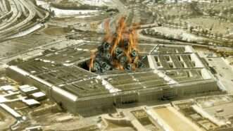 The Pentagon with money on fire in the middle | Illustration: Eddie Marshall | Ivan Cholakov | Dreamstime.com