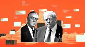 Franklin Roosevelt and Donald Trump | Illustration: Eddie Marshall | Michael Brochstein | Media Drum World | ZUMAPRESS | Newscom | Midjourney