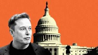 Elon Musk, with the U.S. Capitol in the background. | Illustration: Eddie Marshall | Aaron Schwartz | CNP | Sipa USA |Newscom | Catherine Lall | Dreamstime.com