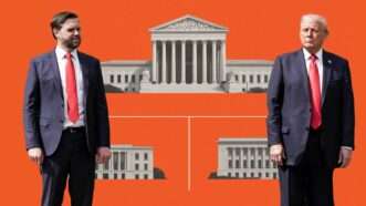 J.D. Vance and Donald Trump, with the Supreme Court between them | Illustration: Eddie Marshall | Ken Cedeno | UPI | Newscom | ChatGPT