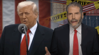 John Stossel (right) is seen next to President Donald Trump | Stossel TV