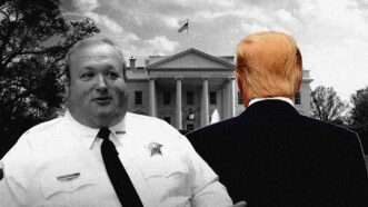 Former Sheriff Scott Jenkins is seen in front of the White House next to President Donald Trump | Illustration: Eddie Marshall | Ahdrum | Dreamstime.com | Screenshot, YouTube | ChatGPT
