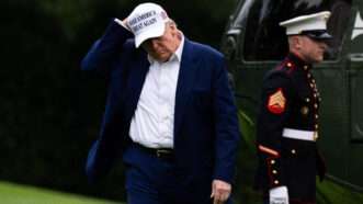 President Donald Trump crosses the South Lawn after exiting Marine One at the White House in Washington, DC on Sunday, May 25, 2025. | Sipa USA/Newscom