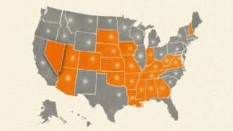 A map of the United States, with the 21 states that have passed donor privacy protection laws highlighted | Illustration: Eddie Marshall | ChatGPT