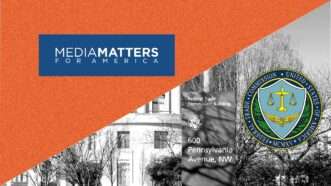 Illustration featuring the logos of Media Matters for America and the Federal Trade Commission | Illustration: Eddie Marshall | Jhvephotos | Dreamstime.com | Media Matters for America | Federal Trade Commission