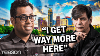 Two people in front of the Austin skyline with the words 'I get way more here" across the image | Adani Samat