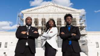 Hilliard Toi Cliatt, Curtrina Martin, and Martin's son, Gabe, at the Supreme Court | Institute for Justice