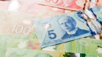 An overhead view of Canadian money, depicting bills in various denominations. | Gabriel Vergani | Dreamstime.com