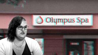Haven Wilvich, who identifies as a transgender woman, is seen next to Olympus Spa in Lynnwood, Washington | Illustration: Eddie Marshall | Screenshot, YouTube